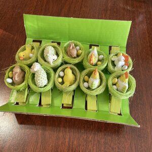 Tchibo 10 Hand-Painted Decorative Clips For Crafting - NIB